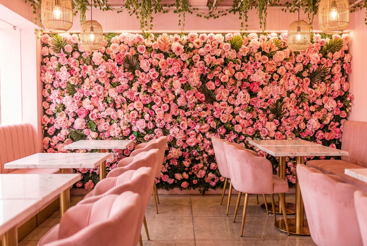 El Café floral interior